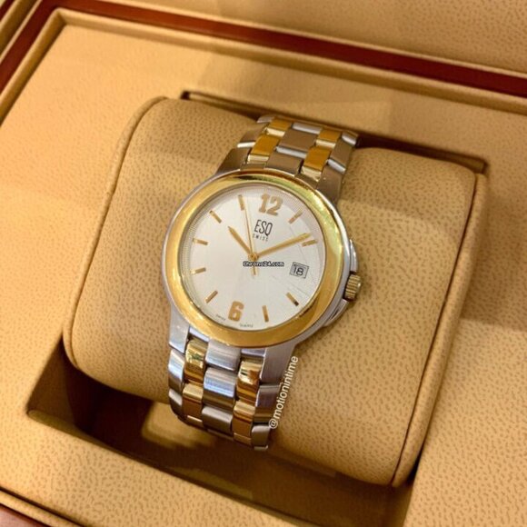 ESQ 36mm Mens Date Quartz Silver Dial - Gold Tone & Steel - Picture 1 of 1